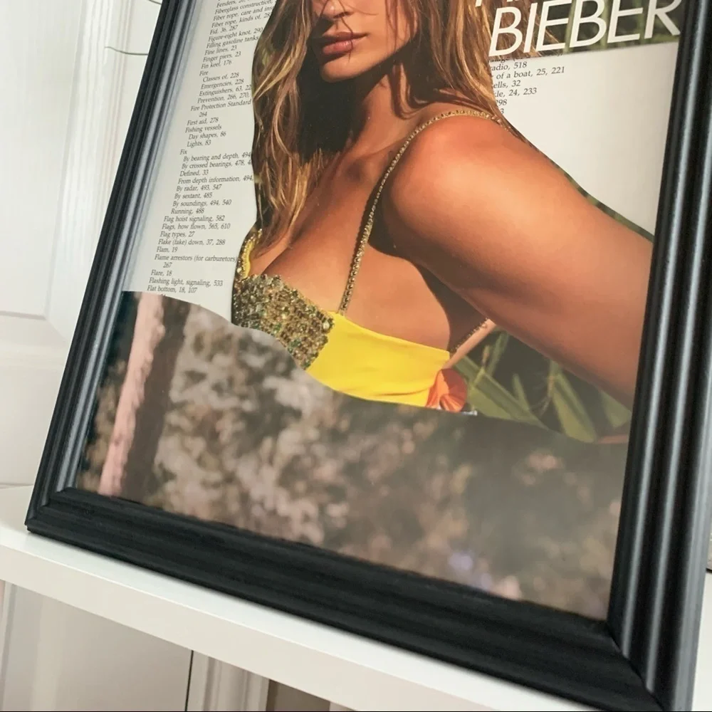 Editorial Collage Wall Art Hailey Bieber Yellow Top Portrait Chic Aesthetic
